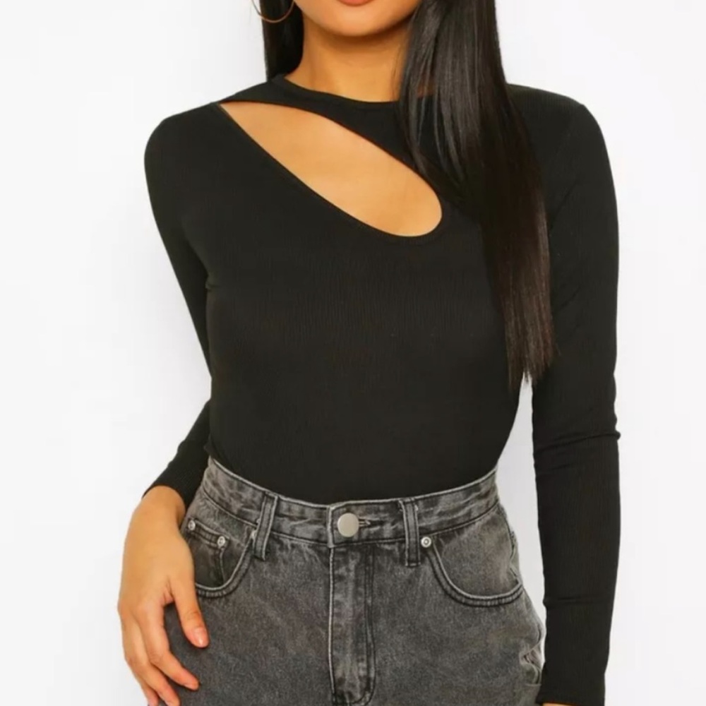 Boohoo Black Cut-Out Bodysuit